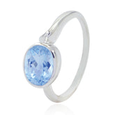 Meera Blue Solitaire Ring India in Sterling Silver